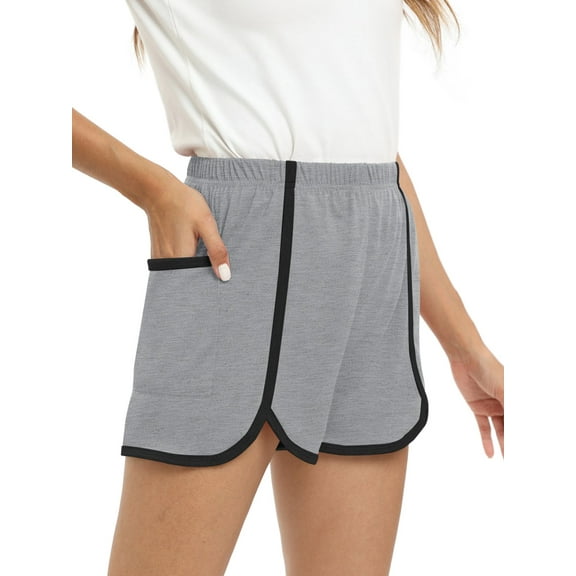 EFINNY Womens Workout Shorts Running Track Shorts with Pocket, Elastic Waist Splicing Fitness Sports Gym Yoga Short Pants with Pocket