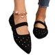 thumbnail image 3 of Negro Vestido Zapato Encajes de las Mujeres Más-Tamaño de Color Sólido Strass Punteado Pie Plana Mochilas, Zapatos de Corte Bajo Casual, 3 of 8