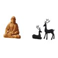 thumbnail image 1 of Figura Coleccionable Del Sagrado Corazón De Jesús Para Pasillo, Dormitorio, Oficina, Escritorio, Chimenea Y Escultura De Reno De Resina De Ciervo Negro, Decoración De Mesa Para Sala De, 1 of 8