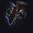 thumbnail image 3 of Tee Hunt Reaper Sphere Scythe Women's T-Shirt Death Skull Creepy Scary, Light Blue, X-Large, 3 of 5