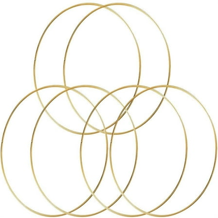 HOHIYA 14 inch Metal Floral Hoop Wreath Gold 4mm Wire Large Dream Catcher Craft Rings for Christmas Wedding Wall Hanging (Pack of 6)