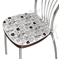 thumbnail image 3 of Pet Dining Chair Pad, Comic Doodle Cat Faces with Scarf Hipster Hats Crown Caricature Art, Water Resistant Pillow with Straps for Kitchen Seats, 12 Pieces Set, White and Black, by Ambesonne, 3 of 5