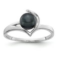 thumbnail image 1 of Solid 14k White Gold 6mm Black Freshwater Cultured Pearl Ring Band Size 5.5, 1 of 3