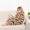 thumbnail image 4 of Retro Style Dachshunds Blanket Hoodies for Kids 6-13YR Oversize Wearable Blanket Hoodies for Boys Girls Teens, 4 of 7