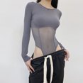 thumbnail image 3 of Camisetas sexys para mujer, de malla con retazos, de manga larga, ajustadas, estilo europeo, ropa de calle picante para chicas, mono elegante con personalidad, de una pieza, 3 of 5
