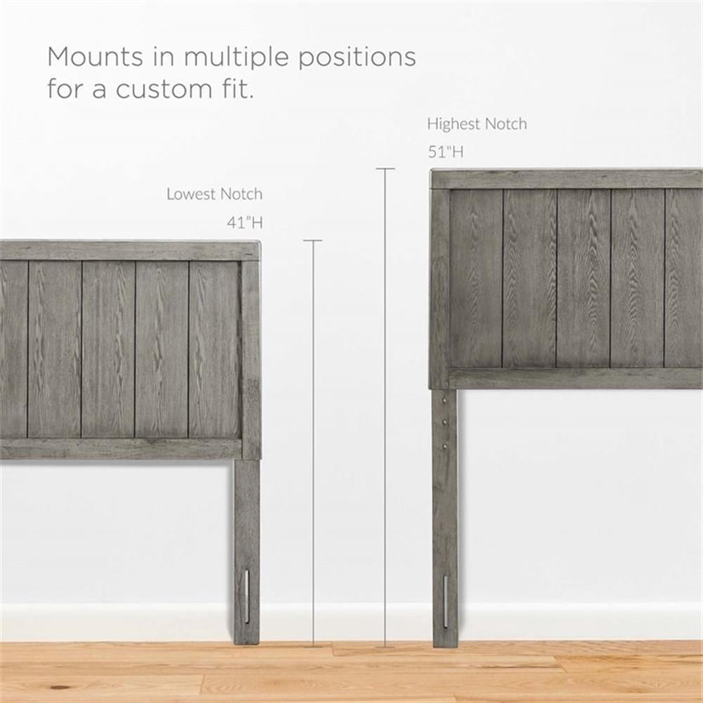 Pemberly Row Twin Modern Rubberwood and MDF Headboard in Gray
