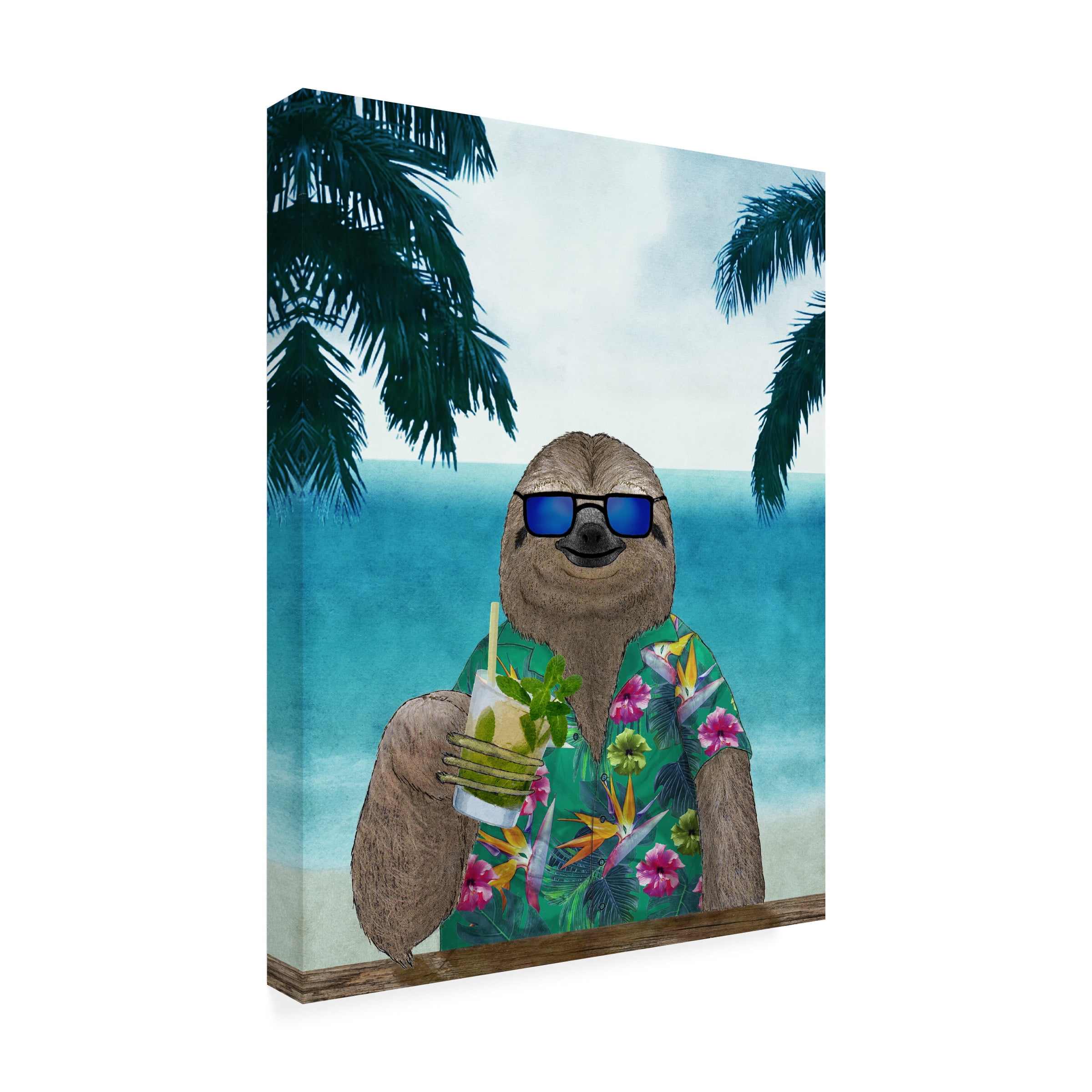 Barruf 'Sloth on Summer Holidays' Outdoor Canvas