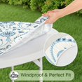 thumbnail image 5 of Stretchable Floral Tablecloth with Boho Design, Elastic Hem for Round Tables 52-56 Inches, Machine Washable for Easy Care, 5 of 7