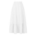 thumbnail image 4 of Women Beach Skirt Solid Casual Skirts Pleated Ruffle Dress Stretch Waist Skirt With Pocket, 4 of 4