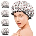 thumbnail image 7 of Shower Caps,White Christmas Santa Pattern Waterproof Shower Cap for Women 4 Pieces,Double Reusable Hair Cover for Shower PEVA Elastic Stretch Hem, 7 of 7