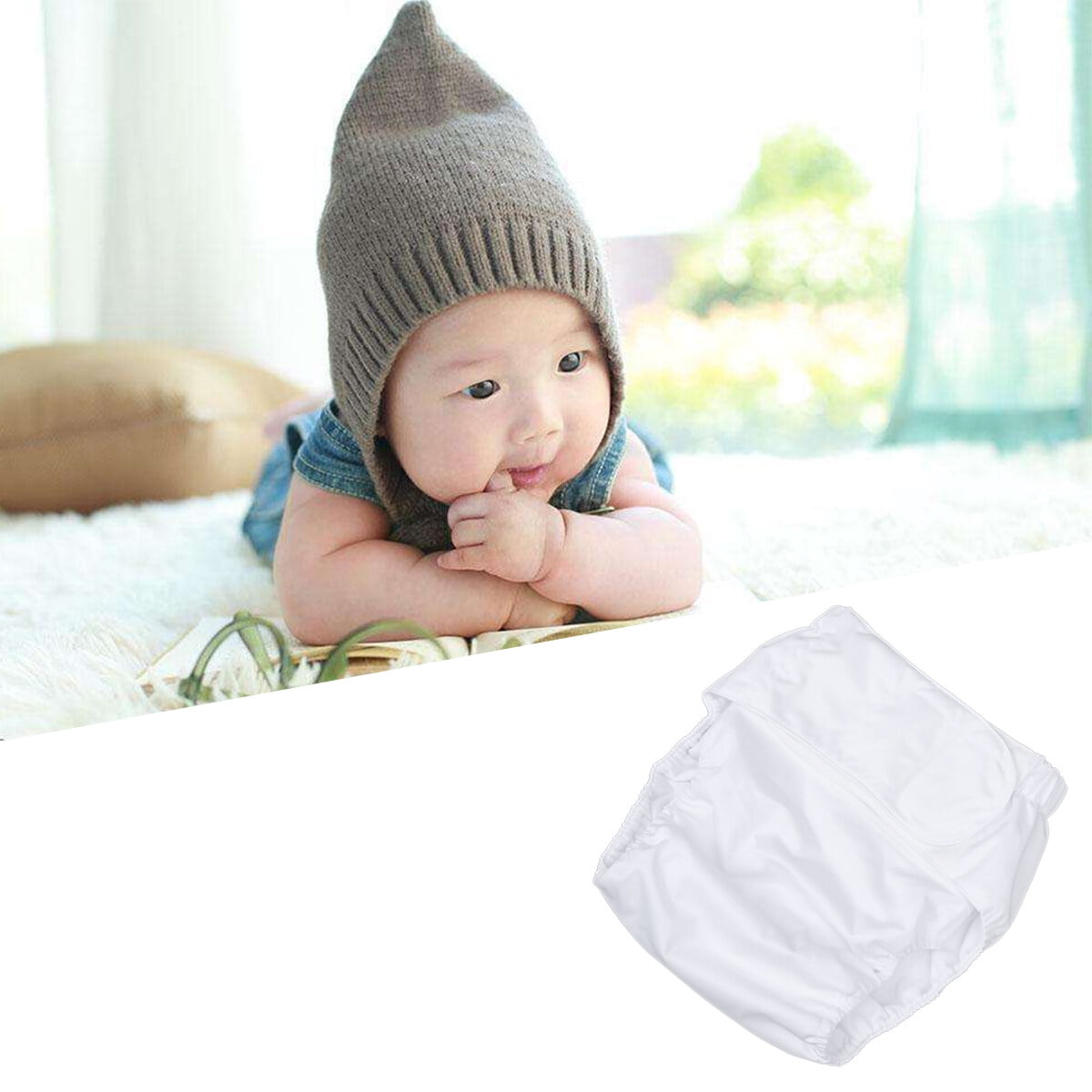 Adult Diaper Washable Incontinent Care Reusable Super Absorbency Nappy Medium Incontinence Underwear Napkin Adult Pants for Elderly (White)
