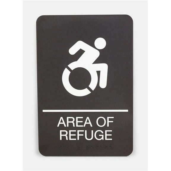 U. S. Stamp & Sign USS7784 Area of Refuge ADA Sign, Black