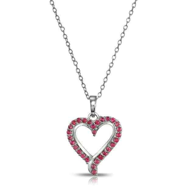 ONLINE - Sterling Silver Genuine Ruby Open Heart Pendant Necklace