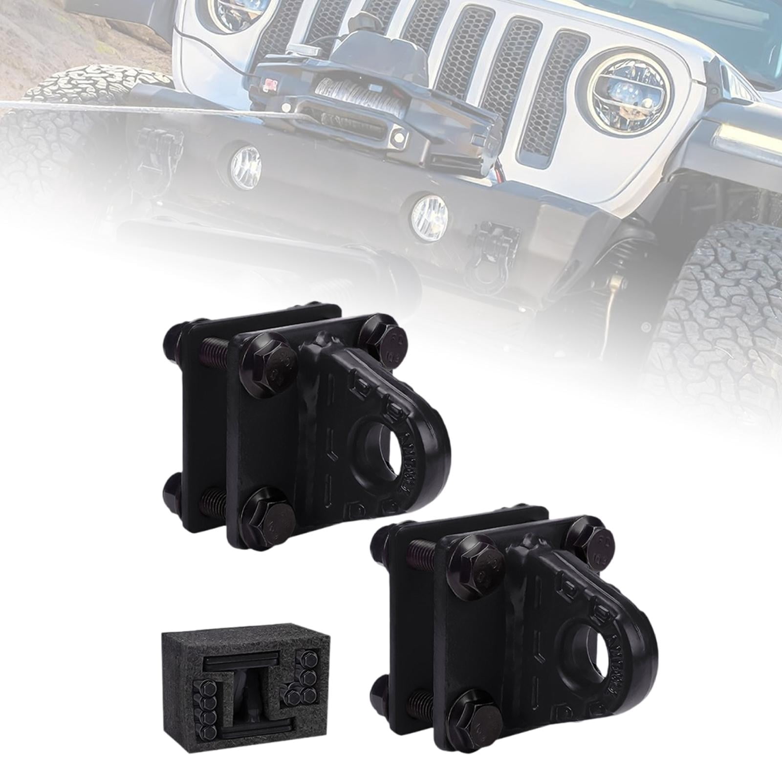 Wzmzjy 2Pcs D Ring Shackle Bracket Tow Shackle Rugged Alloy Bolt on Clevis Mount Towing Black