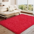 thumbnail image 4 of Janvonne Fluffy Red Area Rug for Bedroom Living Room Soft 4x6 Fuzzy Rugs Non-Shedding Indoor Plush Rug for Nursery Kids Room Dorm Room Home Decor, High Pile Shaggy Floor Carpets, 4 of 8