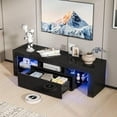 thumbnail image 2 of Bonnlo LED TV Stand for TVs Up to 60 Inch, Modern Entertainment Center with LED Lights and Storage for Living Room (Black, 51'' x 14'' x 16''), 2 of 7