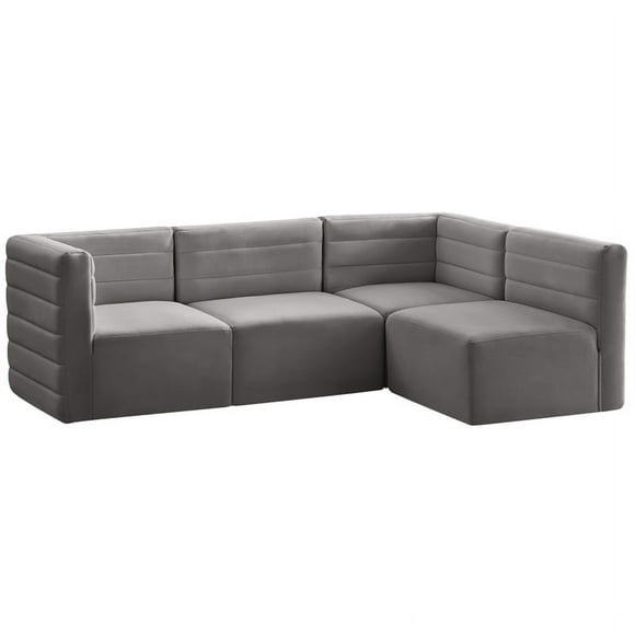 Meridian Furniture Quincy Grey Velvet Modular Sectional
