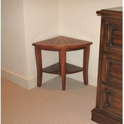 Redmon Teak Corner Shower Bench Shaving Seat, Natural Woodgrain Finish, Under Seat Accessory Shelf