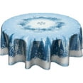 thumbnail image 1 of Snowflakes Round Tablecloth 60 Inch - Blue White Winter Trees Table Cloth Snow Splash Crystal Circle Table Cloth Christmas Xmas Ice Spot Table Cover for Kitchen Room Party Picnic, 1 of 5
