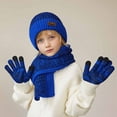thumbnail image 2 of Meresysid Kids Winter Beanie Hat Warm Knit Thick Ski Cap And Scarf Gloves Set For Girls Boys Blue, 2 of 3