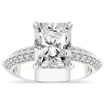 Radiant Shape 1 Carat IGI Certified Lab Grown Diamond Ring | 14K White Gold | Dua Side Stone Knife Edge Lab Diamond Ring | FG-VS1-VS2 Quality Friendly Diamonds