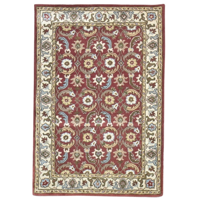 Hand Tufted Red Wool Rug 4' X 6' Persian Kashan Oriental Room Size Carpet