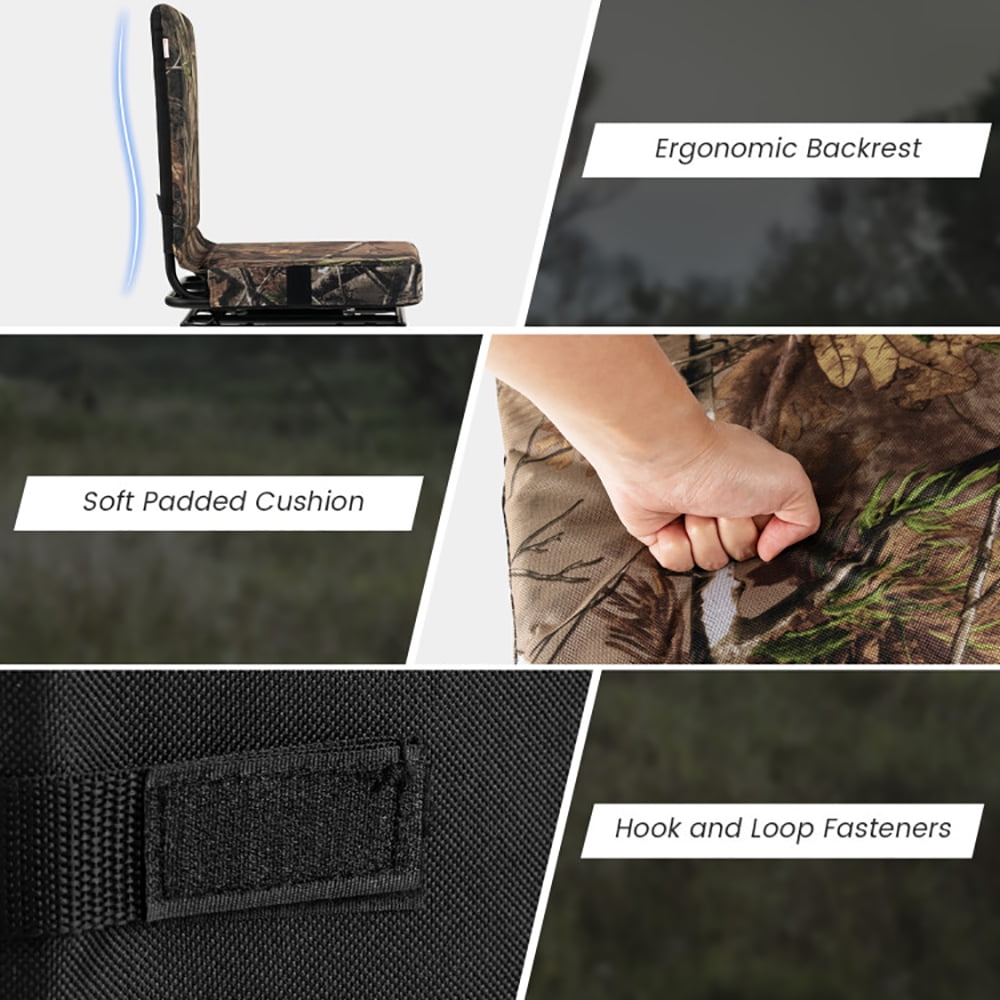 Aimee Lii Swivel Folding Chair with Backrest and Padded Cushion, Portable Chairs for Adults, Comfy Outdoor Chair, Camouflage