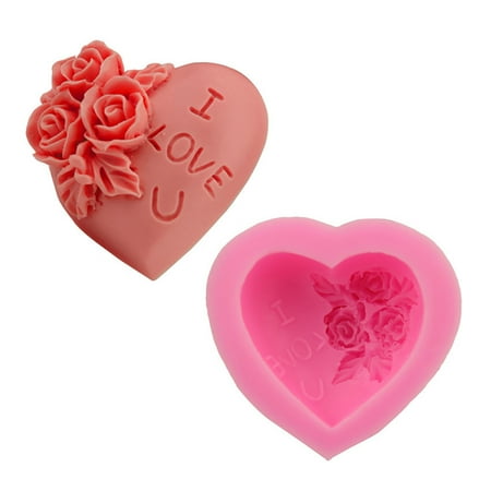 

Silicone Chocolate Rose Flower Mold 3D DIY Heart-Shaped Cake Decorating Mold for Valentine s Day
