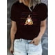 thumbnail image 1 of Camiseta básica de verano para mujerChic Floral & Letter Print Women's T-Shirt - Casual Crew Neck, Short Sleeve, Stretchy Polyester Blend, Machine Washable - Perfect for SummerFather's Day, Mother's, 1 of 6