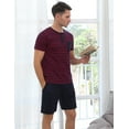 thumbnail image 6 of Purcoar Men's Pajamas Set Striped Open Chest Short Sleeve Sleepwear Pj Sets, 6 of 8