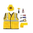 thumbnail image 1 of Disfraces de trabajadores de la construcción para niños, ropa de vestir para niños pequeños, traje de carrera de constructor para niños, sombrero de chaleco con cinturón de herramientas, jue, 1 of 5