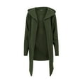 thumbnail image 2 of QHFBli Slim Fit Mens Trench Coat Men's Long Hooded Cardigan Shawl Lightweight Open Front Drape Cape Overcoat Green XXL, 2 of 6