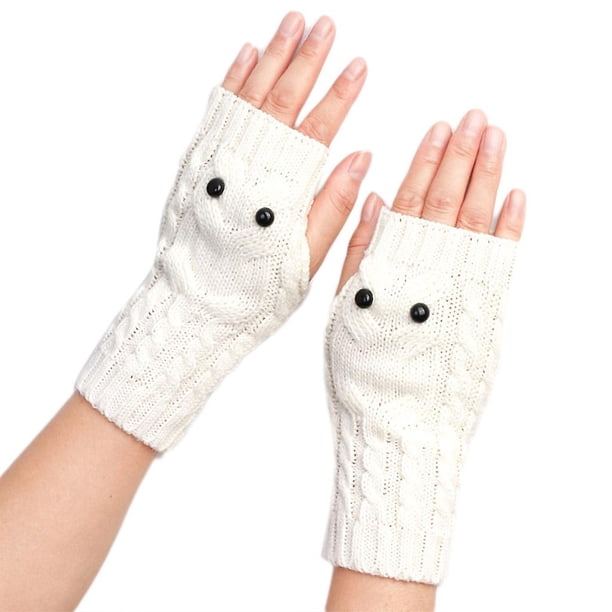 Guantes Sin Dedos De Invierno Para Mujer - Acrílico Cálido Con Detalles De Perlas, Ideales Para Días Fríos