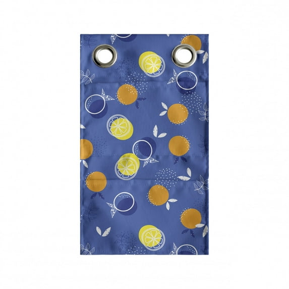 Fruits Hanging Pocket Organizer, Vibrant Oranges and Lemons Silhouettes with Mini Polka Dots, Printed Polyester Storage Bag with Pockets, 9" x 16", Violet Blue Orange