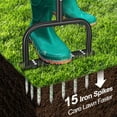 thumbnail image 2 of Spike Lawn Air Aerator Manual Tool Grass Aeration Aerating Tool with 15 Spikes T-Handle Pre-Assembled Grass Aerator Tools for Yard, Lawn Aeration, Garden Tool, Black, 2 of 8