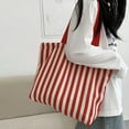 thumbnail image 5 of CHUMUD Women's Striped Canvas Shoulder Tote, Retro Casual Handbag, Reusable Multi-Purpose Travel & Grocery Bag, 5 of 9