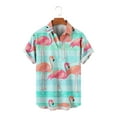 thumbnail image 3 of Animals Flamingo Men's Striped Short Sleeve Regular Fit Poplin Button Down Shirts, 3 of 4