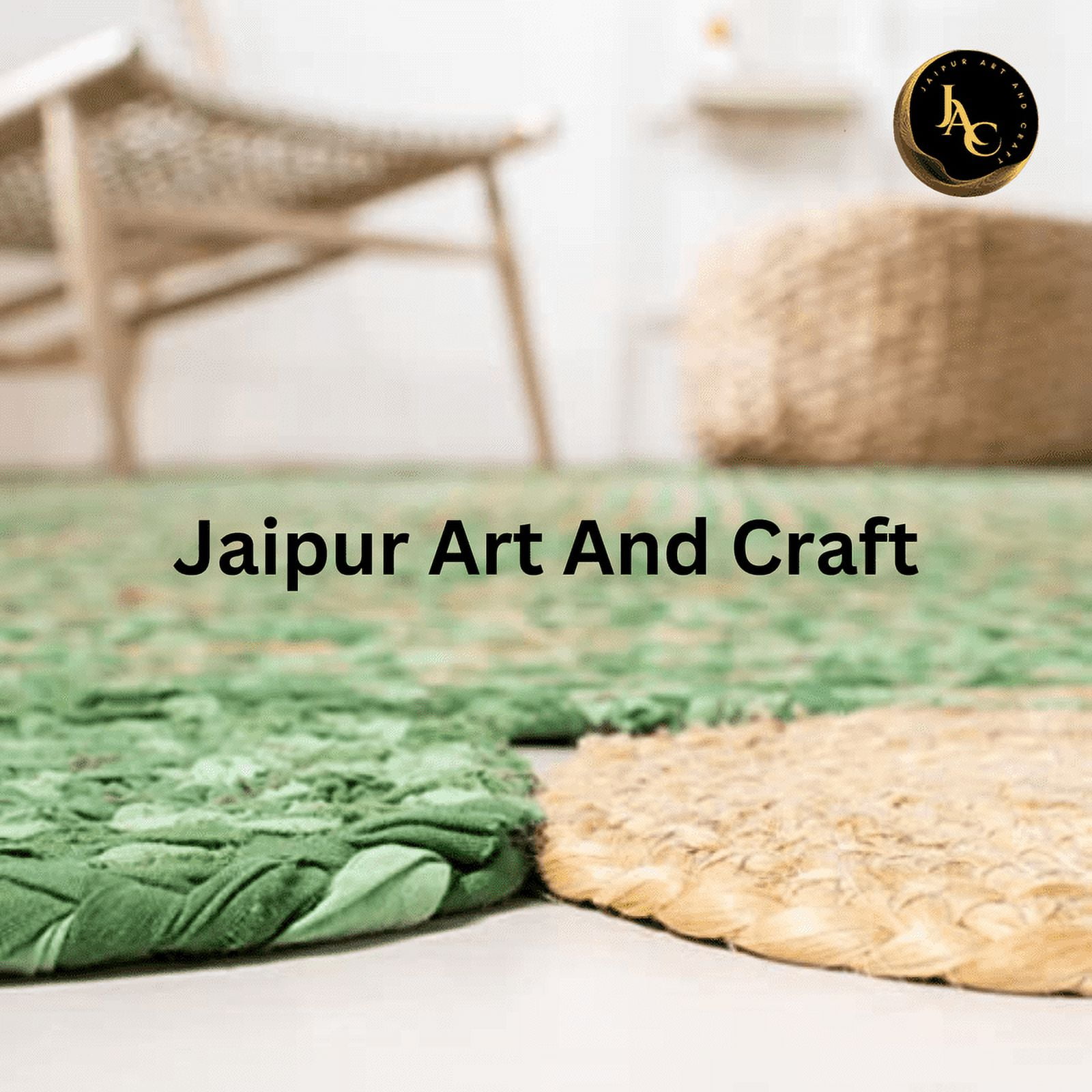 Jaipur Art And Craft Scalloped Jute Cotton Area Rug Hand Braided Eco Friendly Carpet (2x3 Sq ft)