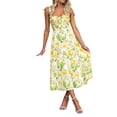 thumbnail image 3 of Pudcoco Robe Midi d'Été pour Femmes, Sans Manches à Bretelles Nouées Imprimé Floral Robe Évasée, 3 of 9