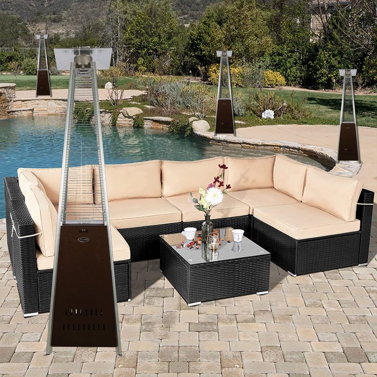 Pyramid Patio Propane Heater, Outdoor Propane Heater with Detachable Table,  48,000 Btu Patio Heater Gift Waterproof Cover ,Quartz Glass Tube Propane  Heater(Hammered Bronze) - Walmart.com