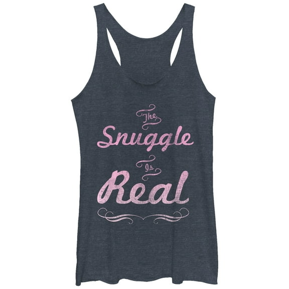 Women's CHIN UP Snuggle is Real Cursive  Racerback Tank Top Navy Blue Heather X Large