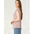 thumbnail image 4 of blusa de gasa con mangas casquillo ligera con volantes para mujer Rosa XS, 4 of 6