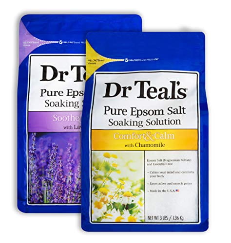 Dr Teal's Epsom Salt Bath Combo Pack (6 lbs Total), Soothe & Sleep with Lavender, and Comfort & Calm with Chamomile