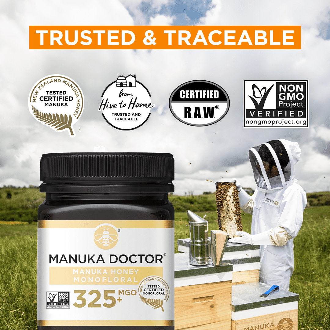 Manuka Doctor Manuka Honey, MGO 325+ Monofloral, 100% Pure New Zealand Honey, RAW, Non-GMO, 8.75oz