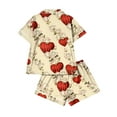 thumbnail image 4 of Dwralegc Womens Valentin's Day Pajamas Shorts Set Heart Printed Short Sleeve Button Down Lapel Pajamas and Shorts Cute Loose Fit Sleepwear 2 Piece Pjs Shorts Set Beige M, 4 of 5