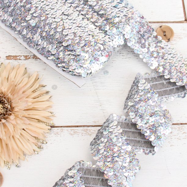 Threadart Stretch Sequin Trim Roll 1" Wide 11yd Length Silver