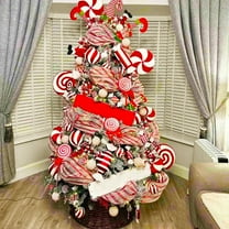 Upgraded Hots Christmas Candy Color Red And White Striped Mesh Rolls Diy Christmas Tree Decorative Ribbon Ribbon Mesh A