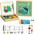 thumbnail image 1 of Magnetic Pattern Block Puzzle - 280PC Montessori Toy Set, 1 of 6