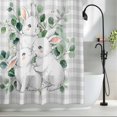 thumbnail image 2 of Easter Bunny Small Stall Shower Curtain, Waterproof Shower Curtains for Bathroom, Eucalyptus Leaves Grey Checkered Farmhouse Washable Fabric Bath Curtain for Bathtub with Hooks 36x78 Inches, 2 of 9