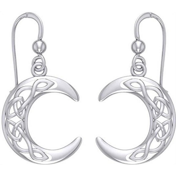 GaelSong 925 Sterling Silver Crescent Moon Earrings with Celtic Knot Dangle Drop Jewelry for Women